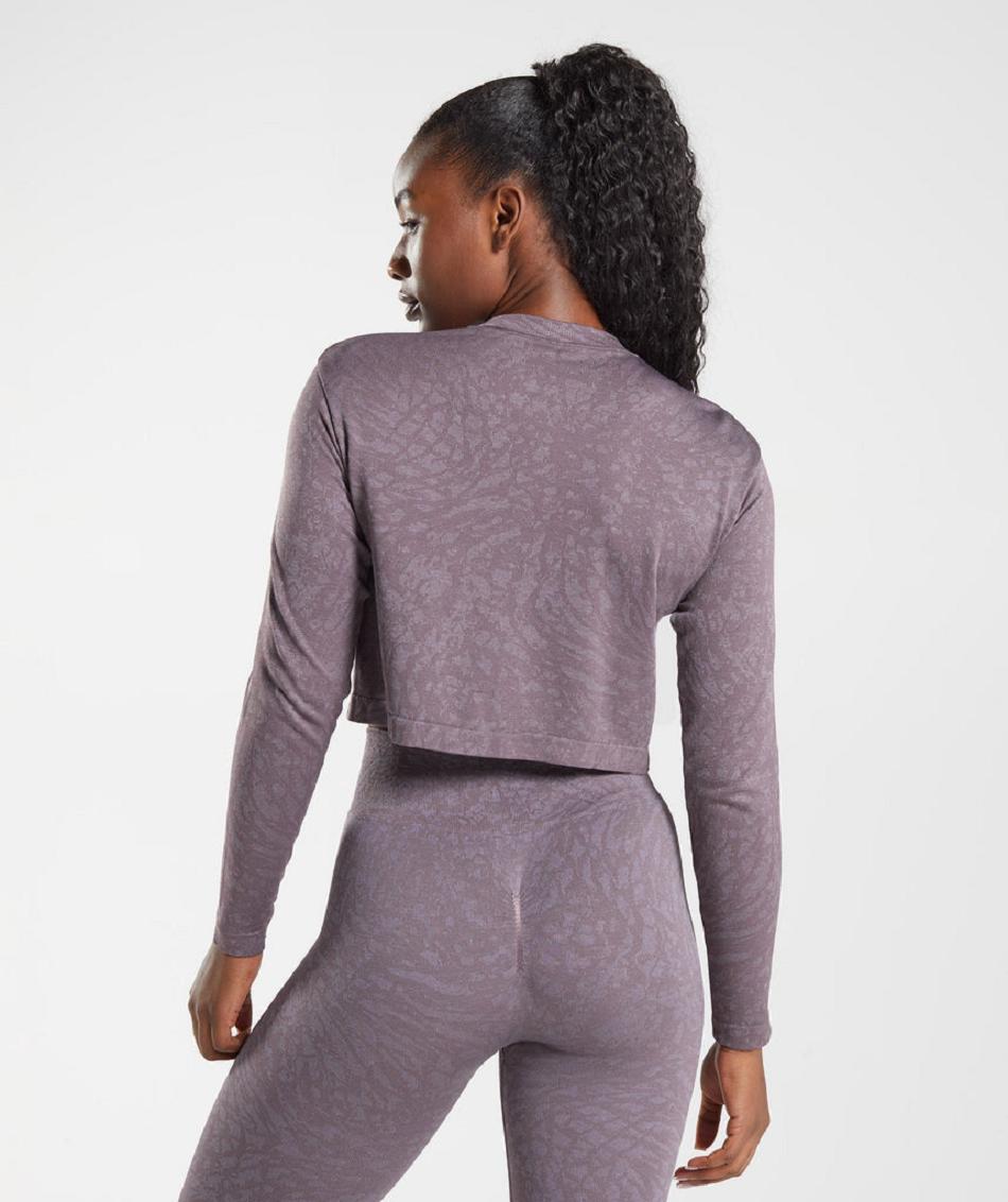 Long Sleeve Gymshark Adapt Animal Seamless Mujer Moradas | CO 2293LIS